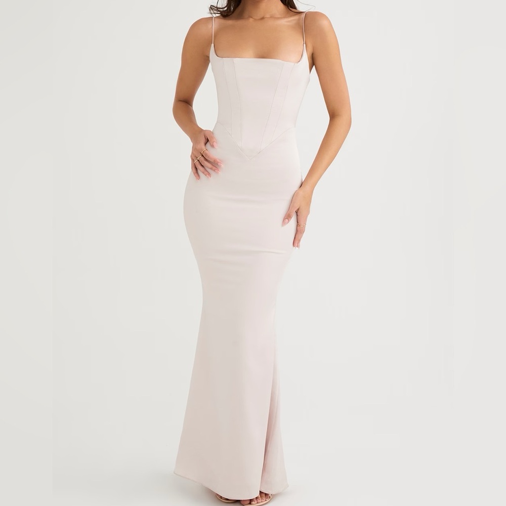 House of CB OLIVETTE Crystal Satin Corset Maxi Dress size Small- Cup A-C